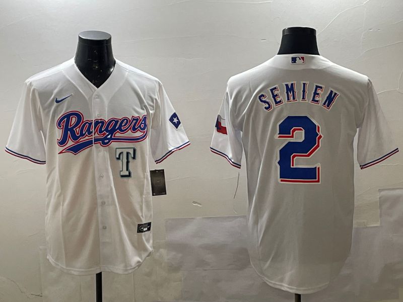 Men Texas Rangers #2 Semien White Game 2025 Nike MLB Jersey style 1
